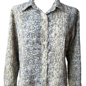 LEMON GRASS STUDIO SNAKE PITON PRINT SHIRT Size L BUTTON UP LONG SLEEVES